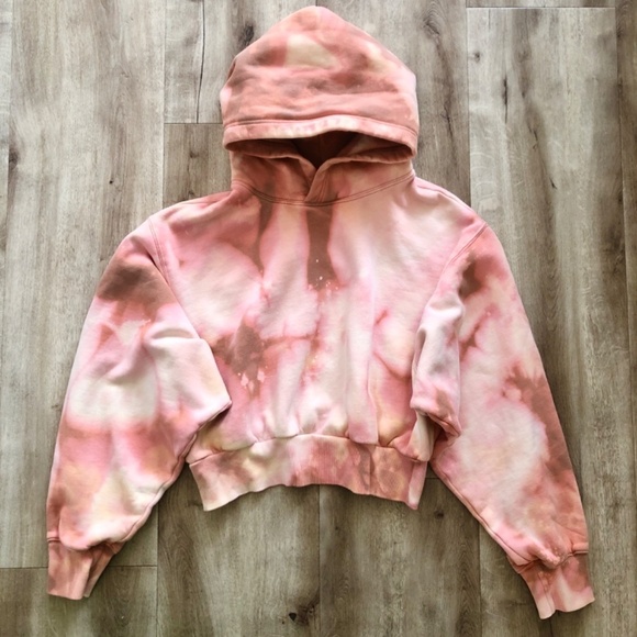 Aritzia, TNA, Cozy, Perfect Shrunken Cropped Hoodie, Womans, Tie Dye, Size M - Picture 3 of 15